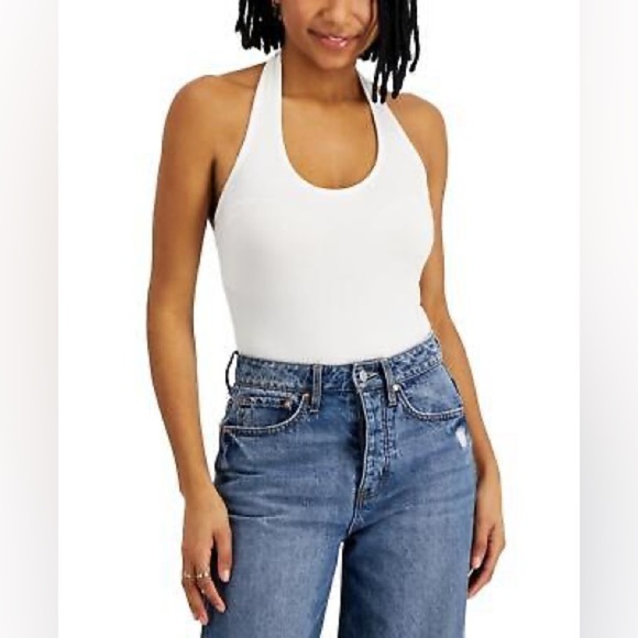 Self Esteem Tops - Selfie by Self Esteem Women Halter Spring Bodysuit White Size XS